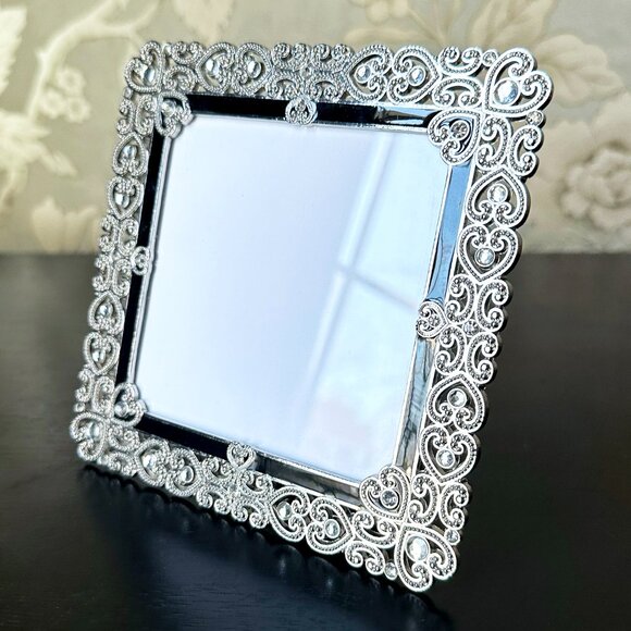 Ornate Metal Picture Frame with Crystals & Heart Design for Square Photo - Picture 7 of 10